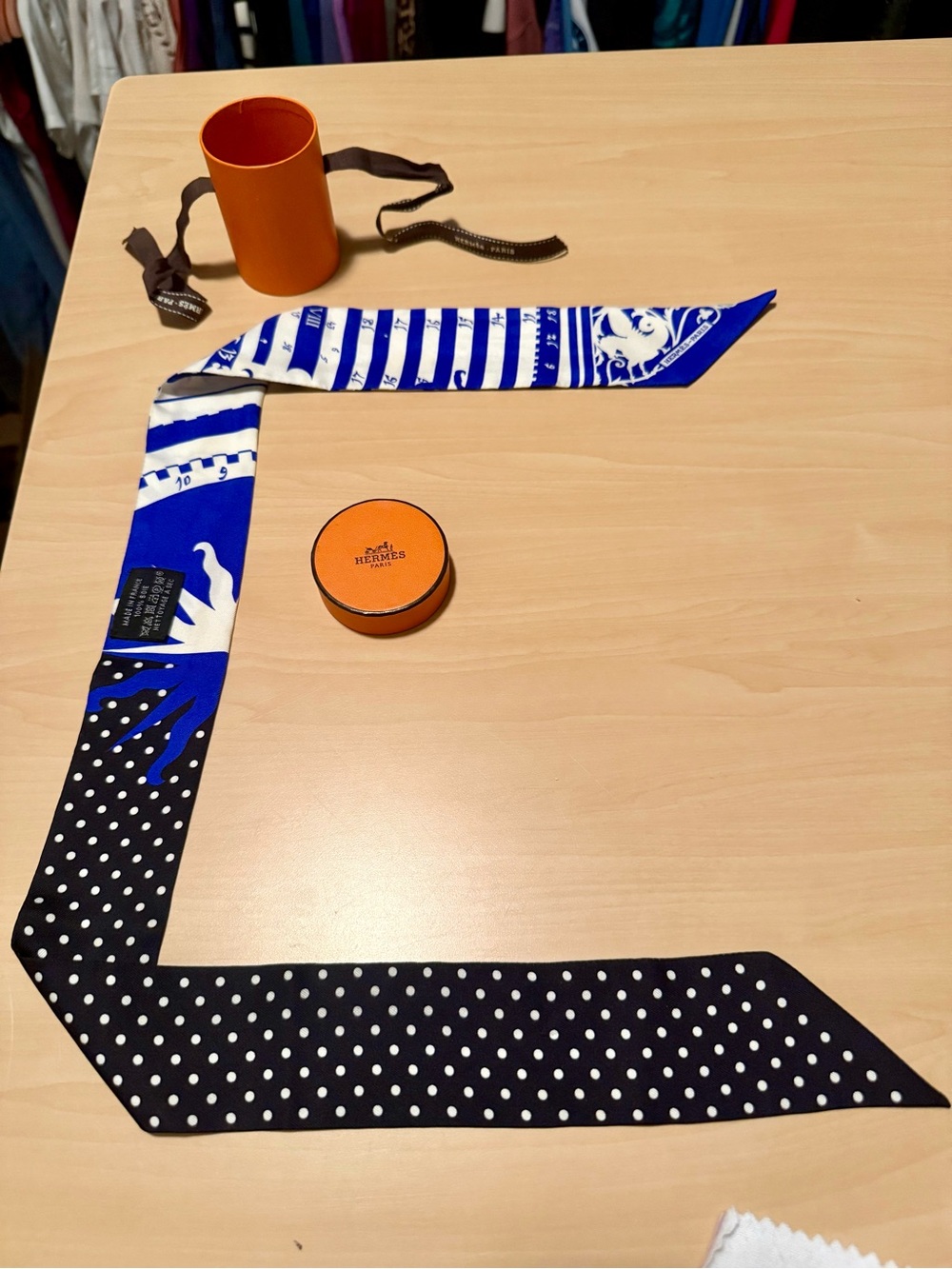 Hermes Blue Black White Silk Scarf with Astrological Motif and with original box - Picture 3 of 5